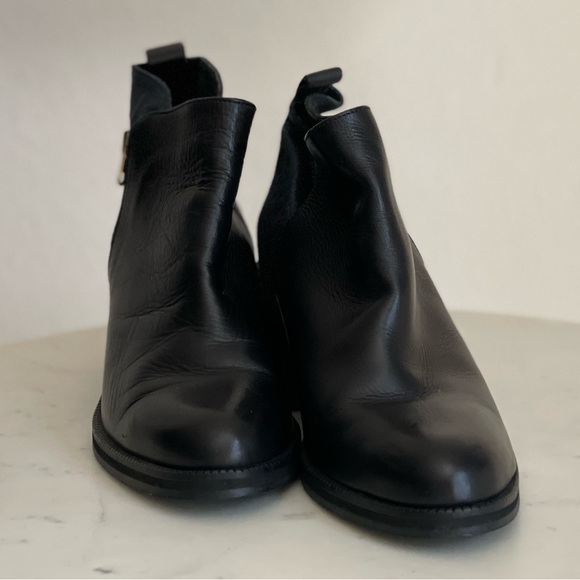 Black and Navy Vegan Leather Boots - Picture 3 of 10